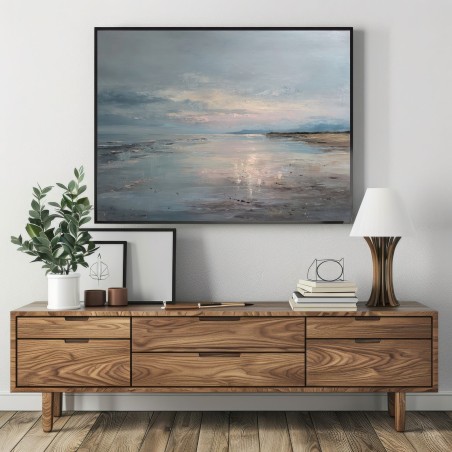 Quadro Per Soggiorno Paesaggio Costiero Astratto Dai Toni Azzurri