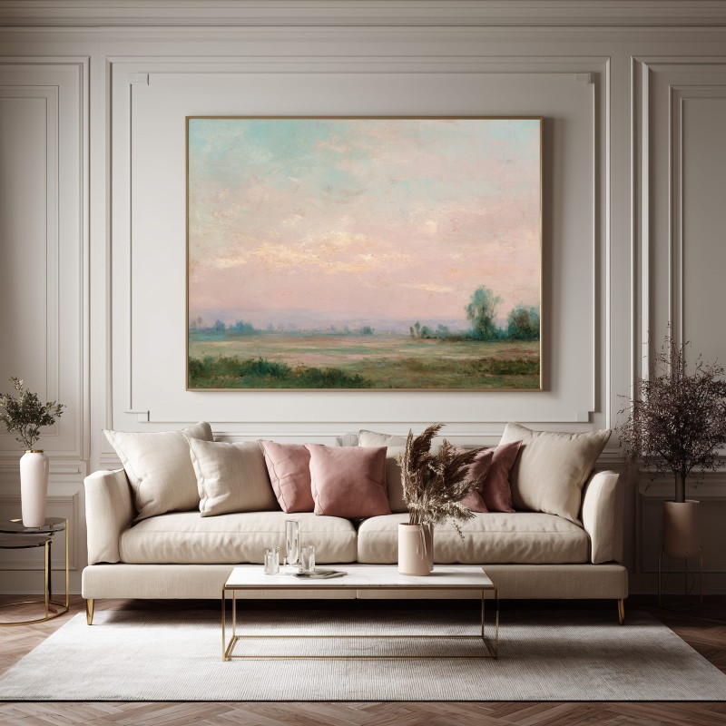 Quadro Per Soggiorno Paesaggio Astratto Dai Toni Terra E Pastello