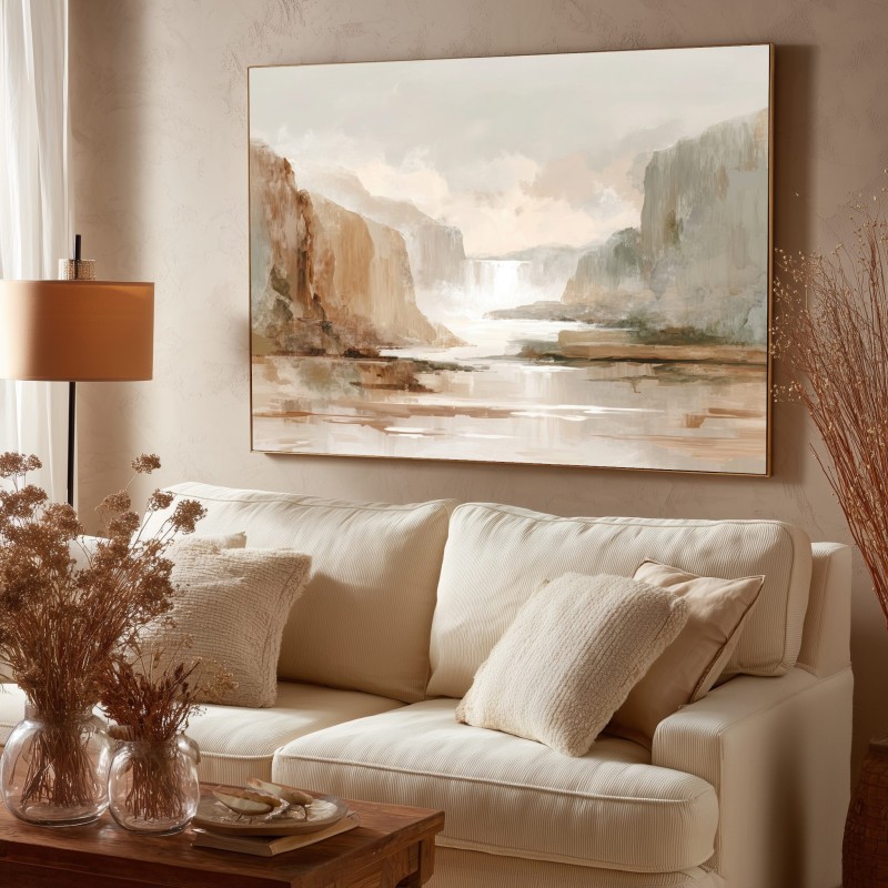 Quadro Paesaggio Astratto Rilassante In Toni Naturali