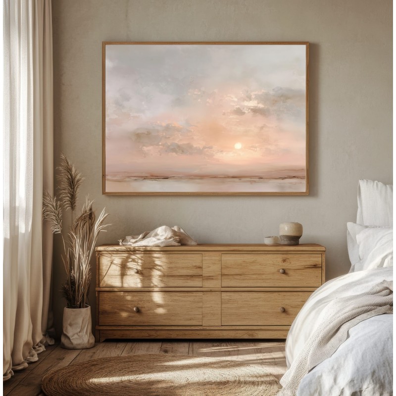 Quadro Tramonto Astratto Moderno In Toni Caldi E Neutri