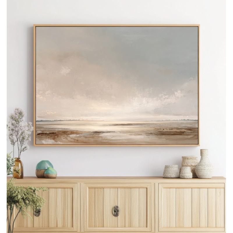 Quadro Paesaggio Astratto Minimal In Toni Neutri E Sabbia