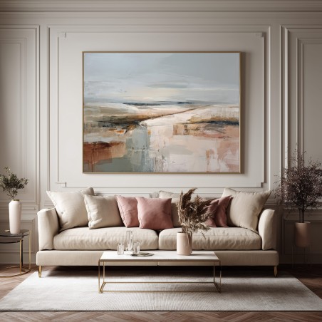 Quadro Astratto Soggiorno Moderno In Toni Chiari E Naturali