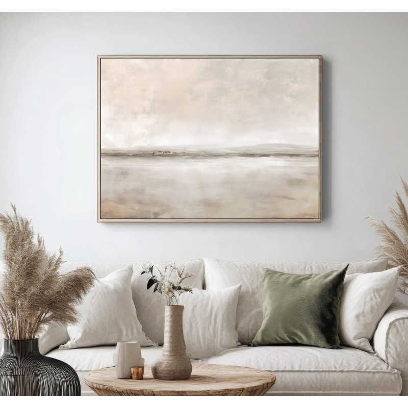 Quadro Astratto Minimalista Con Toni Neutri E Orizzonte Calmo