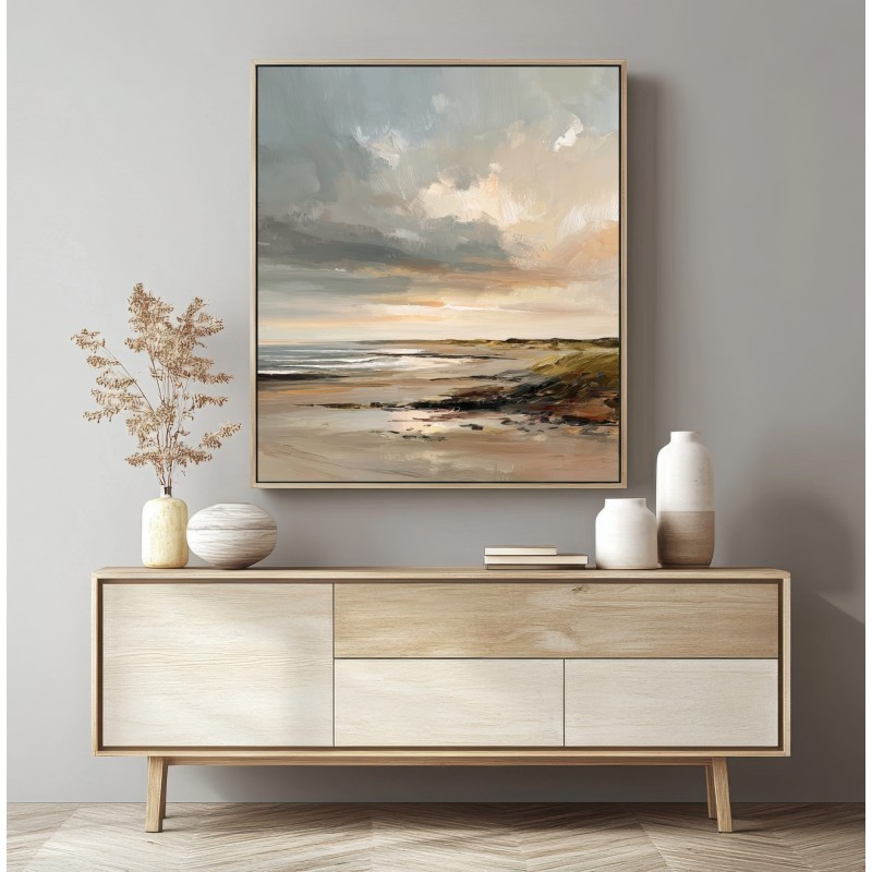 Quadro Paesaggio Marino Astratto Con Spiaggia E Cielo Luminoso