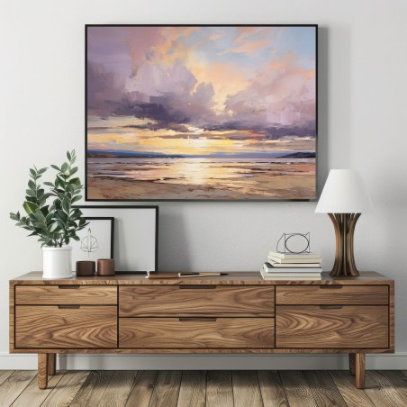 Quadro Tramonto Marino Astratto Con Nuvole E Riflessi