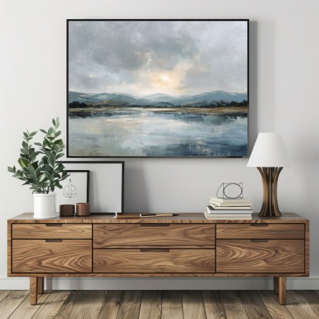 Quadro Paesaggio Astratto Lago Reflections in Silence