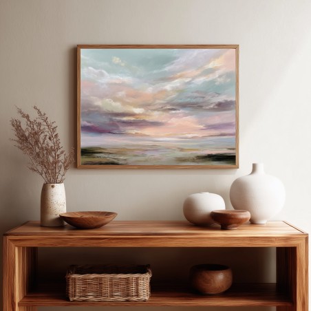 Quadro Astratto Contemporaneo Con Cielo Pastello Luminoso