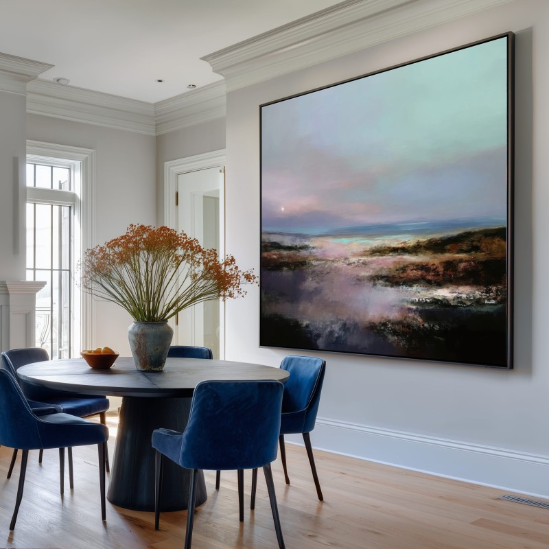 Quadro Paesaggio Astratto Riflessi Pastello Per Camera Da Letto