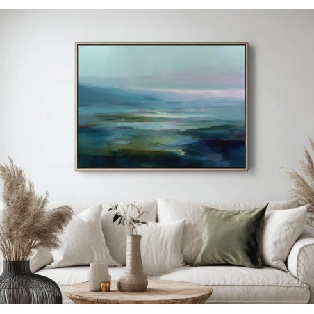 Quadro Paesaggio Astratto Moderno In Toni Blu Verdi