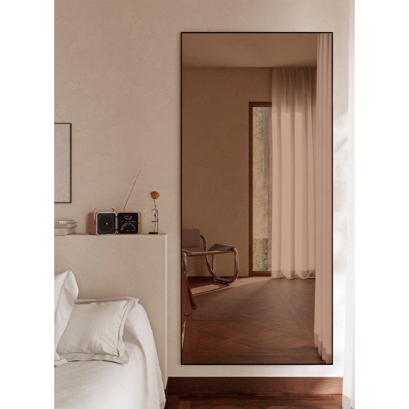 Specchio Bronzo Grande di Design con Cornice Nera