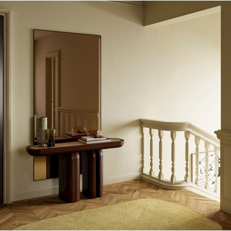 Specchio Grande di Design Colore Bronzo con Cornice Nera