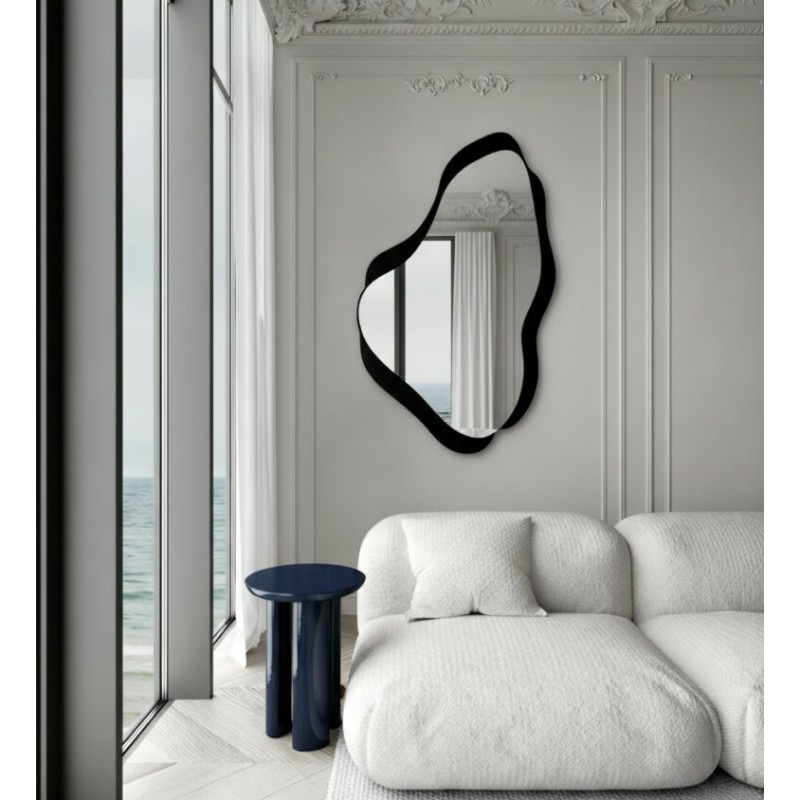 Specchio Asimmetrico Nero da Parete Design Moderno Organico