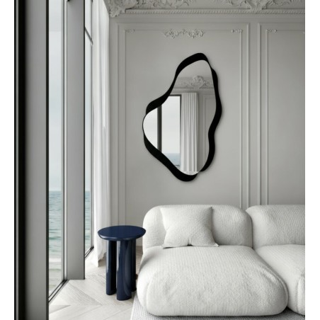 Specchio Asimmetrico Nero da Parete Design Moderno Organico