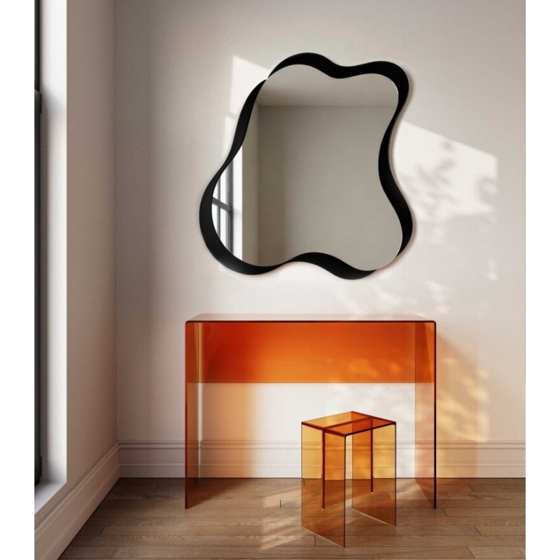 Specchio Asimmetrico Nero “Marshmallow” Design Organico