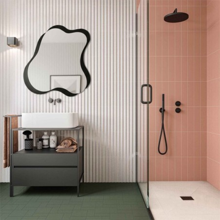 Specchio Asimmetrico Nero per Bagno Design Organico