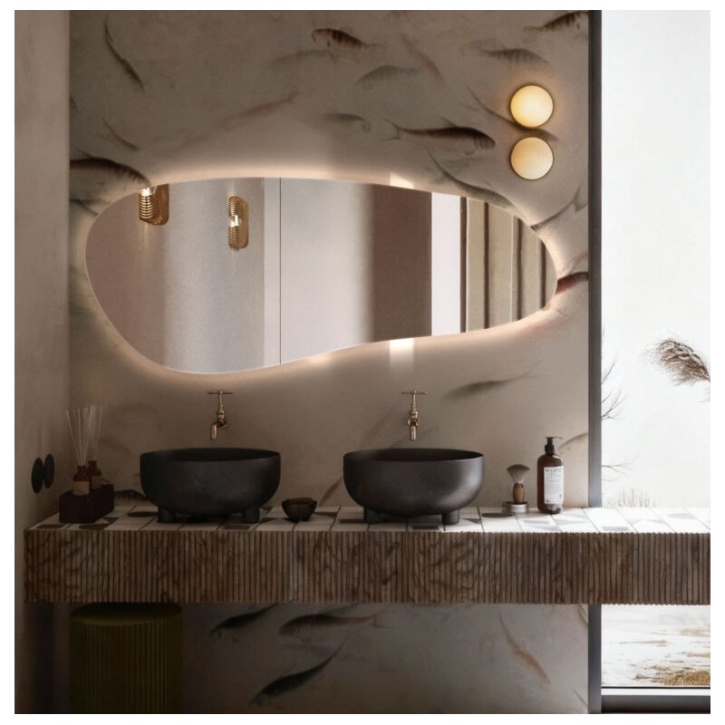 Specchio Asimmetrico Retroilluminato Per Bagno