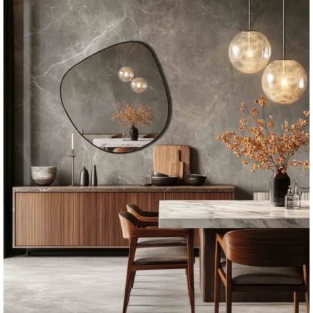 Specchio Asimmetrico con Cornice Nera Design Moderno
