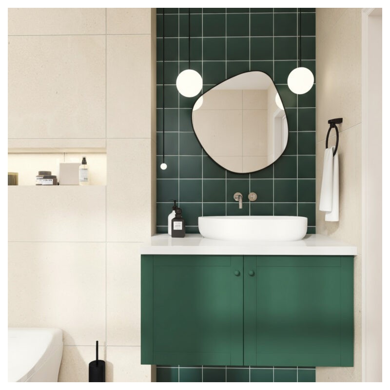 Specchio Asimmetrico Moderno Cornice Nera Per Bagno