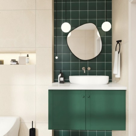 Specchio Asimmetrico Moderno Cornice Nera Per Bagno