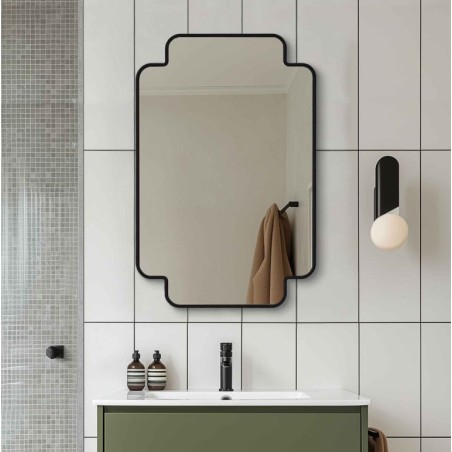 Specchio Bagno con Cornice Nera Design Geometrico