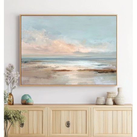 Quadro Paesaggio Marino Astratto Minimalista nei Toni Pastello