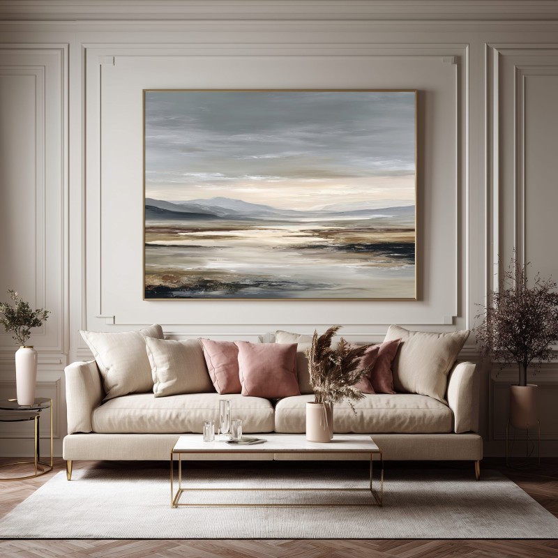 Quadro Grande Per Soggiorno Paesaggio Astratto con Montagne