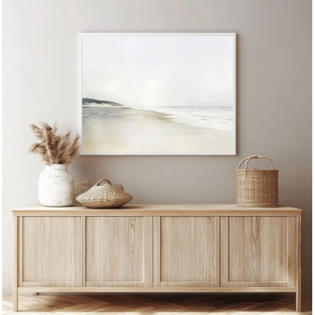 Quadro Mare Minimalista Acquerello Spiaggia Neutra ed Elegante