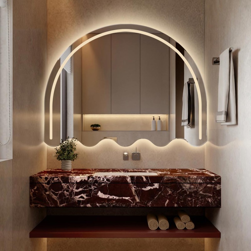 Specchio Bagno Design Arco LED con Doppia Luce