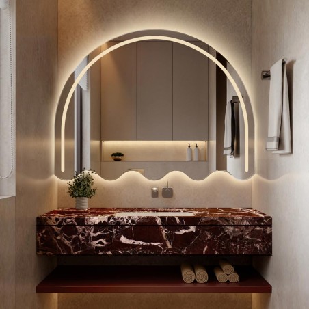 Specchio Bagno Design Arco LED con Doppia Luce