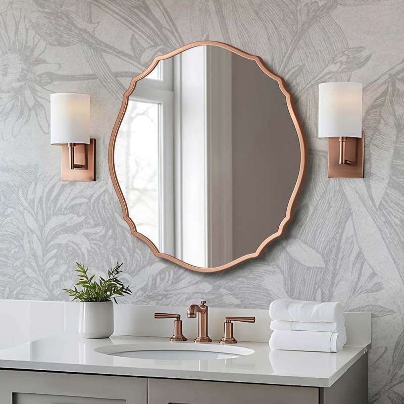 Specchio Classico Elegante da Parete Rame per Bagno