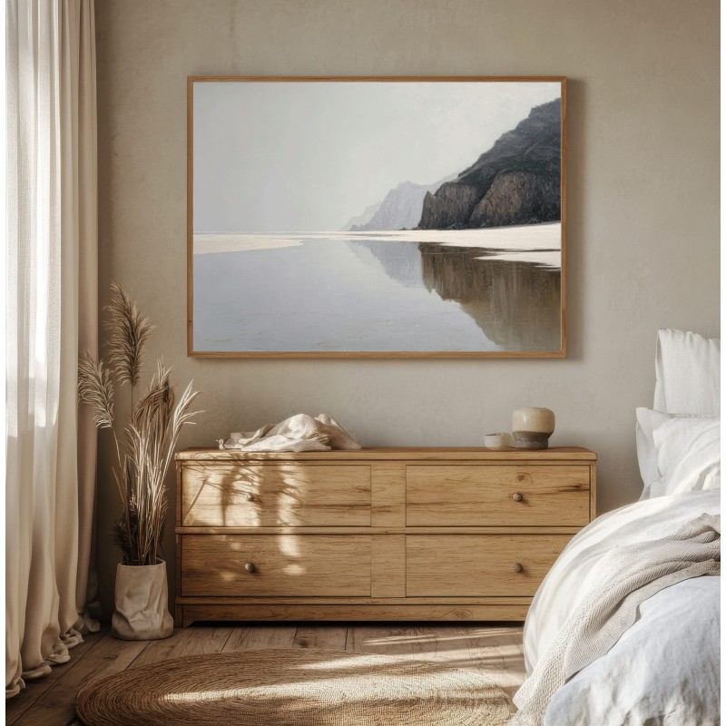 Quadro Paesaggio Marino con Scogliere Stile Minimalista