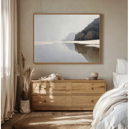 Quadro Paesaggio Marino con Scogliere Stile Minimalista