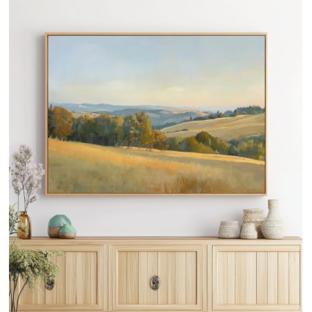 Quadro Paesaggio Toscano Moderno in Toni Naturali