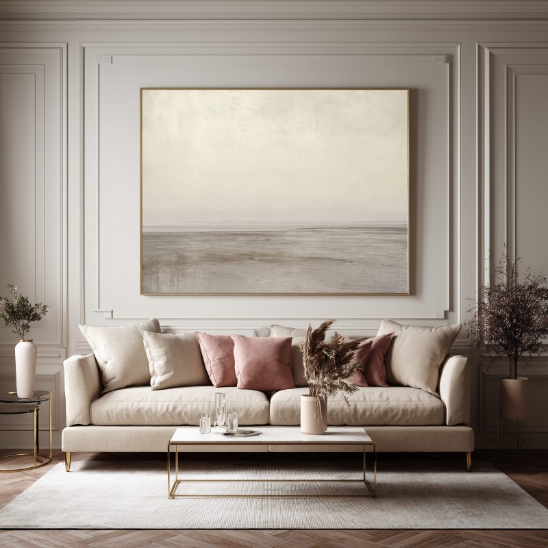 Quadro Minimalista Neutro Beige e Tortora Per Salotto