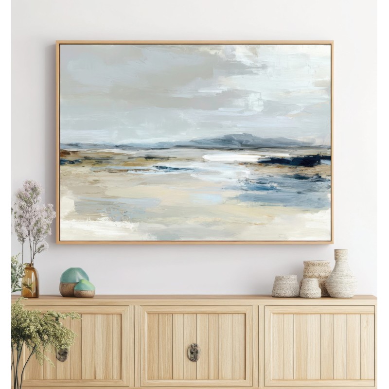 Quadro Grande Per Salotto Minimal Beige Blu e Grigio