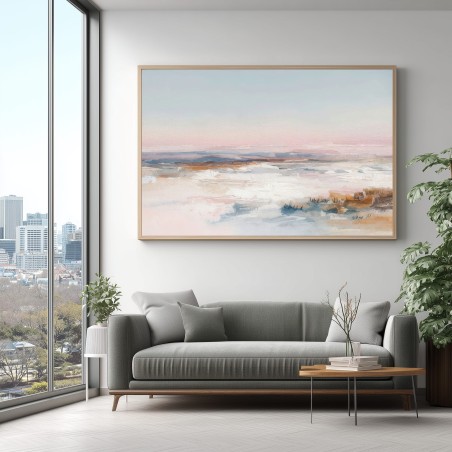 Quadro Astratto Pastello Rosa e Azzurro Minimal