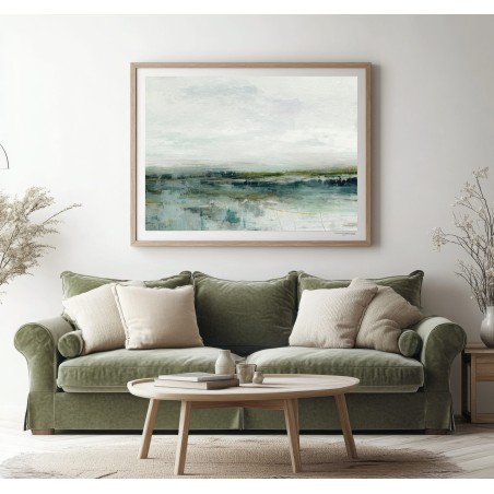 Quadro Astratto Contemporaneo Verde Salvia e Azzurro
