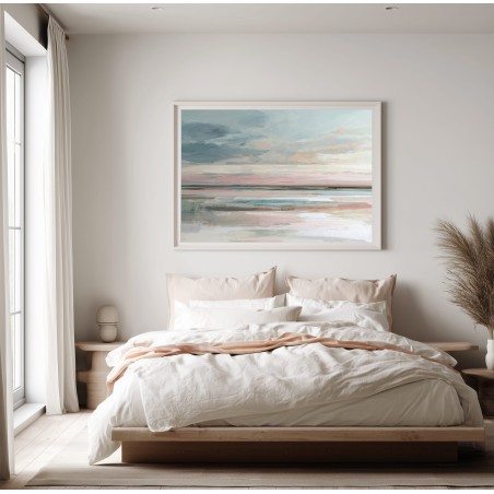 Quadro Per Camera Da Letto Rosa Cipria e Grigio Moderno