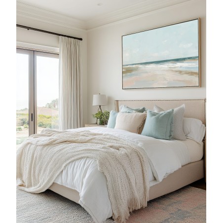 Quadro Rilassante Mare Astratto Pastello Azzurro e Sabbia