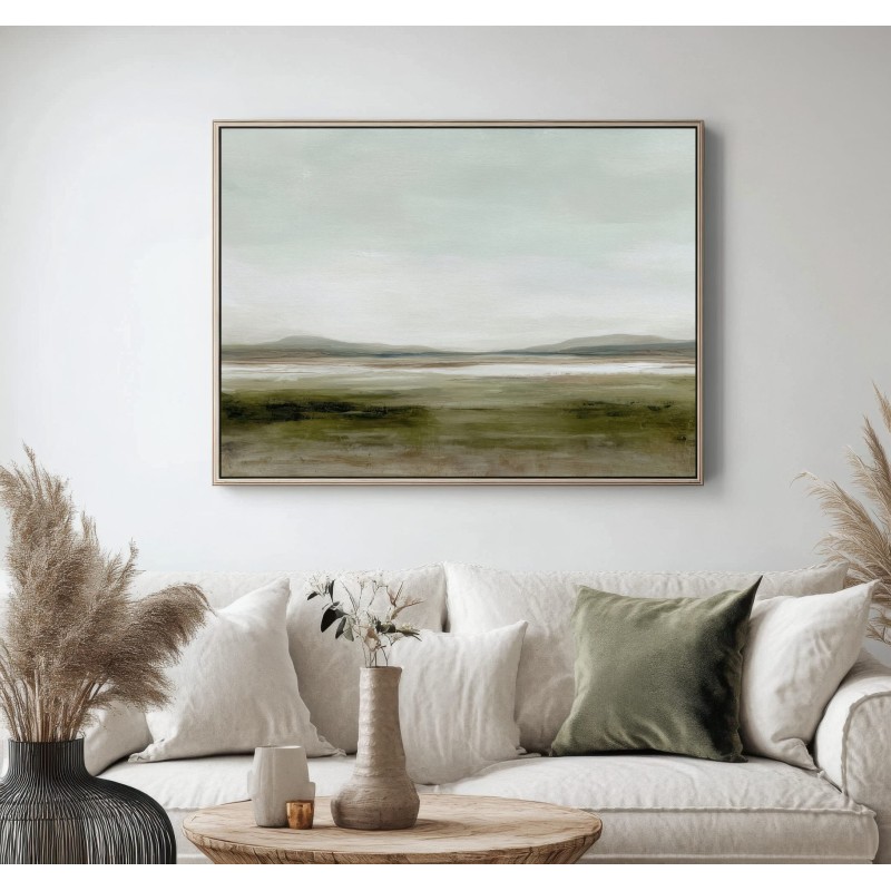 Quadro Per Salotto Astratto Verde Salvia Minimal