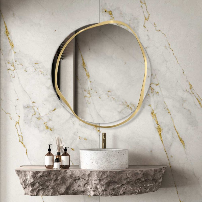 Specchio Di Design Per Bagno Moderno Banda Ottone