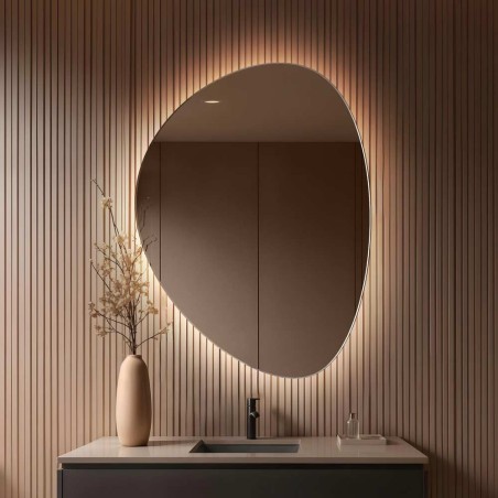 Specchio Retroilluminato Da Bagno Asimmetrico Fly LED