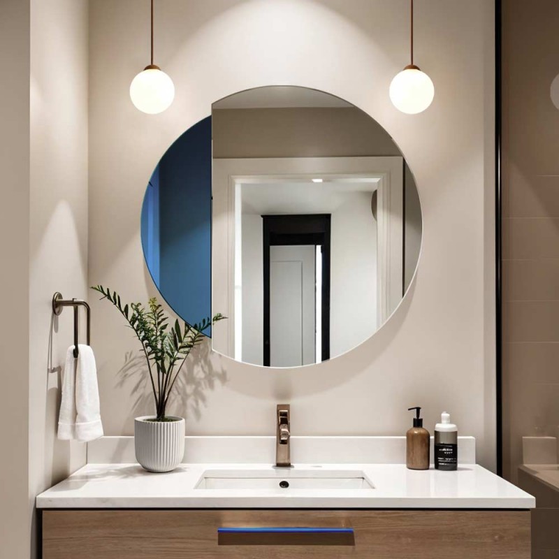 Specchio Rotondo Bagno Moderno Eclipse Blue