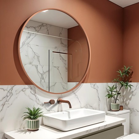 Specchio Rotondo Per Bagno Cornice Rame Scandi Copper