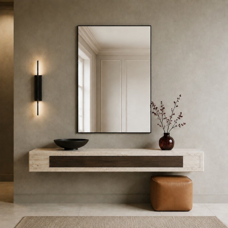 Specchio da Ingresso con Cornice Nera Minimalista