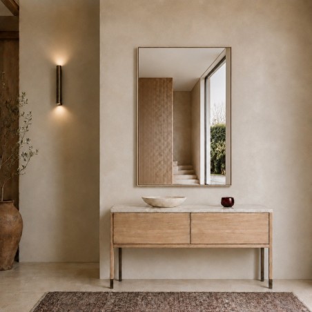 Specchio Rettangolare da Ingresso con Cornice in Legno