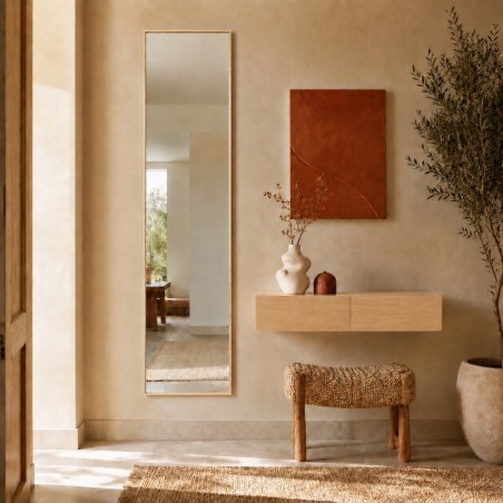 Specchio Rettangolare con Cornice in Rovere Massello