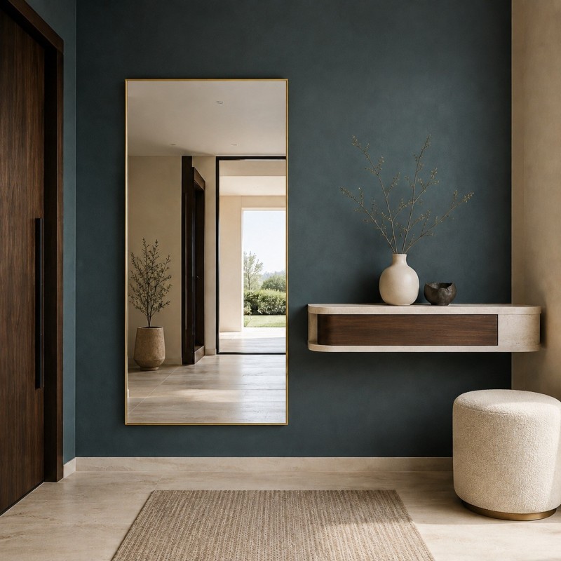 Specchio Grande da Ingresso con Cornice Dorata Minimalista