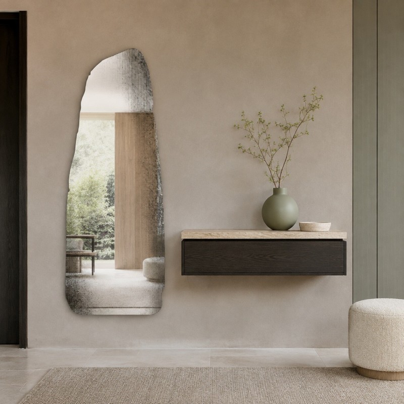 Specchio Organico con Design Effetto Pietra per Ingresso