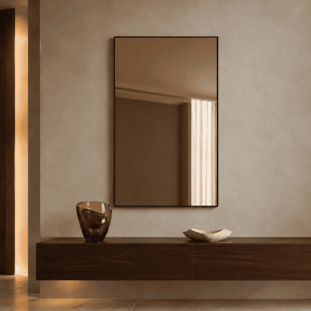Specchio Rettangolare Color Bronzo con Cornice Nera